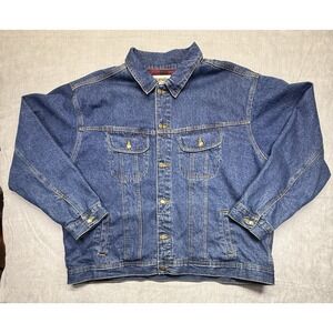 Wrangler Denim Jacket Mens 3XL Blue Jean Flannel Blanket Lined Button Up Trucker